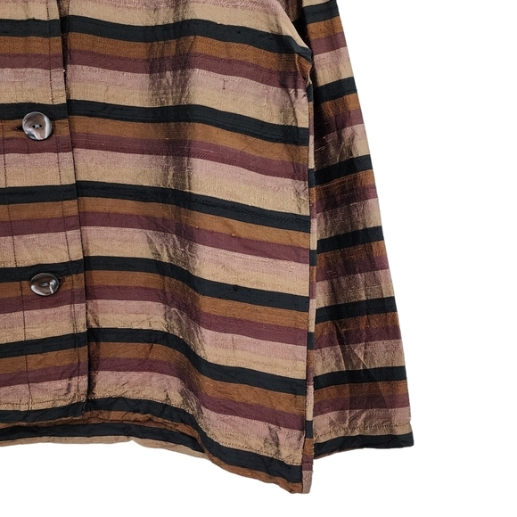Chico's Design Vintage Women's 100% Silk Stripes Button Front Shirt Jacket - Picture 4 of 7
